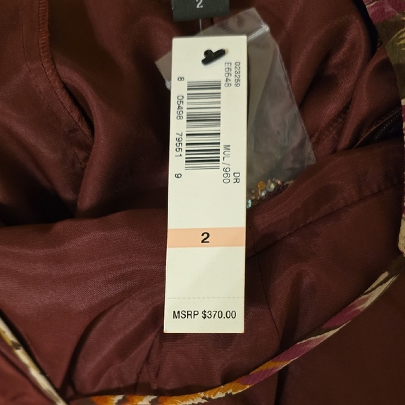 Laundry By Shelli Segal Brown and Orange Silk Sleeveless Midi Dress - Picture 3 of 14